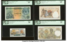 Egypt, French Equatorial Africa, French West Africa, Mozambique & Tunisia Group Lot of 7 Examples. Egypt National Bank of Egypt 5 Pounds 19.11.1957 Pi...