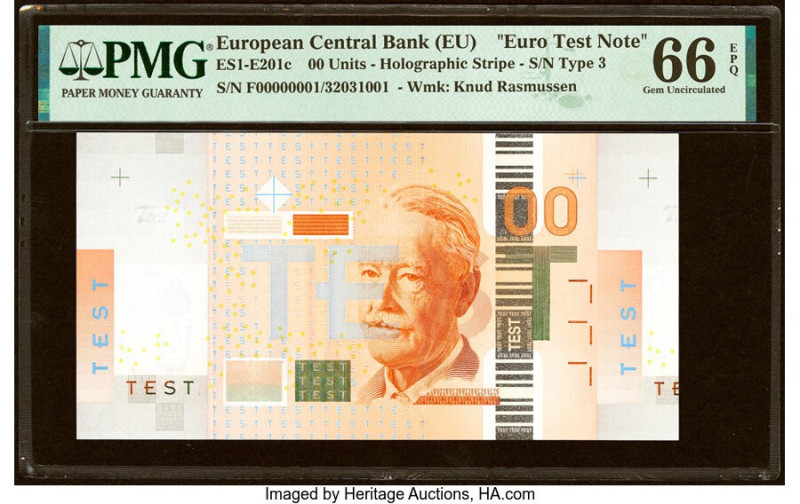 European Union Central Bank (EU) 00 Units ND Pick UNL Euro Test Note PMG Gem Unc...