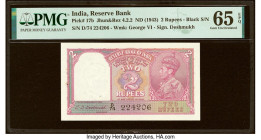 India Reserve Bank of India 2 Rupees ND (1943) Pick 17b Jhun4.2.2 PMG Gem Uncirculated 65 EPQ. Staple holes at issue. 

HID09801242017

© 2022 Heritag...