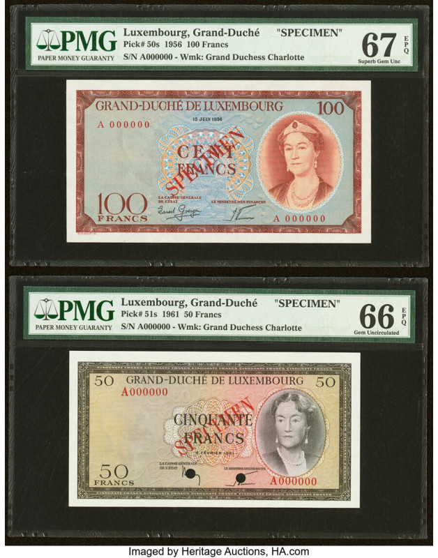 Luxembourg Grand Duche de Luxembourg 100; 50 Francs 15.6.1956; 6.2.1961 Pick 50s...