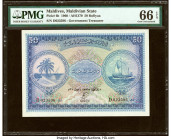 Maldives Maldivian State Government 50 Rufiyaa 1960 / AH1379 Pick 6b PMG Gem Uncirculated 66 EPQ. 

HID09801242017

© 2022 Heritage Auctions | All Rig...