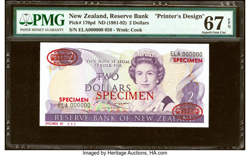 New Zealand Reserve Bank of New Zealand 2 Dollars ND (1981-92) Pick 170pd Printe...