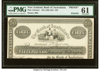 New Zealand Bank of Australasia, Dunedin 50 Pounds 18.4.1898 Pick UNL Proof PMG Uncirculated 61. Previous mounting and a miscut noted. 

HID0980124201...