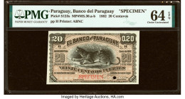 Paraguay Banco del Paraguay 20 Centavos 1.1.1882 Pick S123s Specimen PMG Choice Uncirculated 64 EPQ. One POC. 

HID09801242017

© 2022 Heritage Auctio...