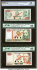 Peru Banco Central de Reserva 5 Soles de Oro; 1000; 100,000 Intis 16.10.1970; 6.3.1986; 21.11.1988 Pick 99s; 136s; 144s Three Specimen PCGS Banknote C...