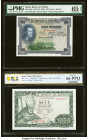 Spain Banco de Espana 100; 1000 Pesetas 1.7.1925 (ND 1936); 19.11.1965 (1971) Pick 69c; 151 Two Examples PMG Gem Uncirculated 65 EPQ; PCGS Banknote Ge...
