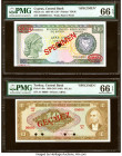 Cyprus Central Bank of Cyprus 10 Pounds 1.4.1987 Pick 51s Specimen PMG Gem Uncirculated 66 EPQ. Turkey Central Bank 10 Lira 1930 (ND 1948) Pick 148s S...