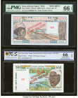 West African States Banque Centrale des Etats de L'Afrique de L'Ouest - Mali 5000; 500 Francs 1992 Pick 407Ds; 710Ks Two Specimen PMG Gem Uncirculated...