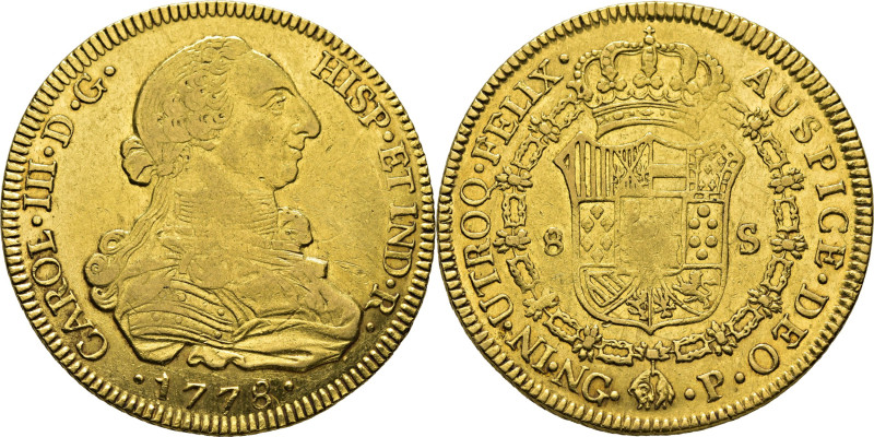 CARLOS III. Guatemala. 8 escudos. 1778. P. Cy12893. 26´92 g. Acuñación ligeramen...