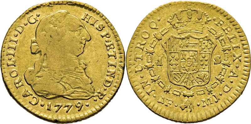 CARLOS III. Lima. 1 escudo. 1779. MJ. Cy12294. 3´29 g. Alguna diminuta coca. Con...