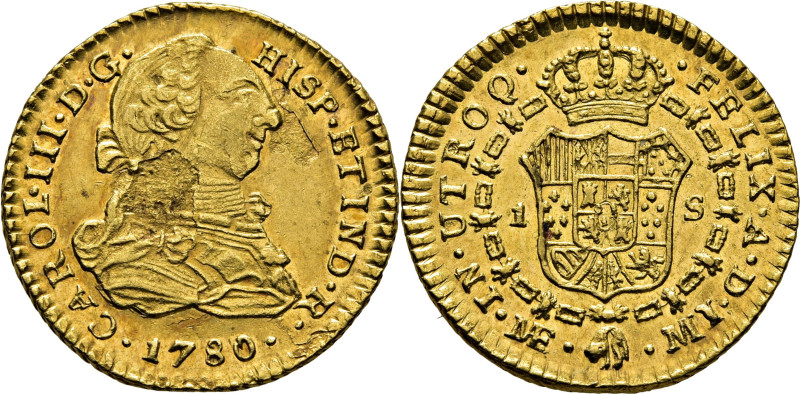 CARLOS III. Lima. 1 escudo. 1780. MI. Cy12301. 3´36 g. Fallos acusados de lamina...