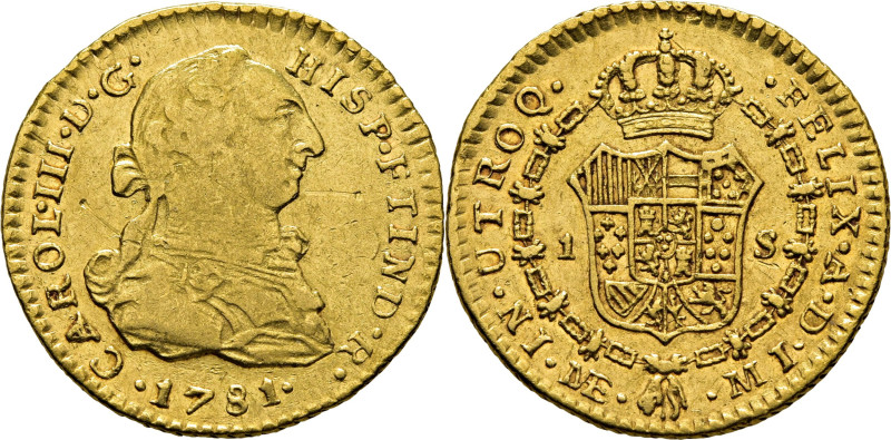 CARLOS III. Lima. 1 escudo. 1781. MI. Cy12309. 3´32 g. Acuñación algo débil del ...