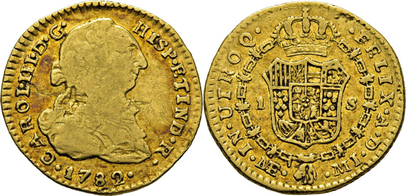 CARLOS III. Lima. 1 escudo. 1782. MI. Cy12319. 3´30 g. Acuñación algo descuidada...