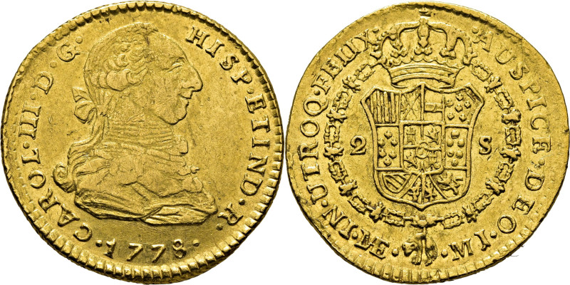 CARLOS III. Lima. 2 escudos. 1778. MJ. Cy12475. 6´77 g. Alguna leve coca. Marqui...