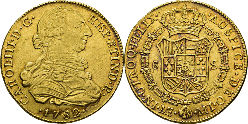 CARLOS III. Lima. 8 escudos. 1782. MI. Cy12937. 26´99 g. Leves suaves rayitas. F...