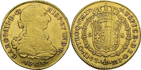 Lima. 8 escudos. 1783. MI. Tono