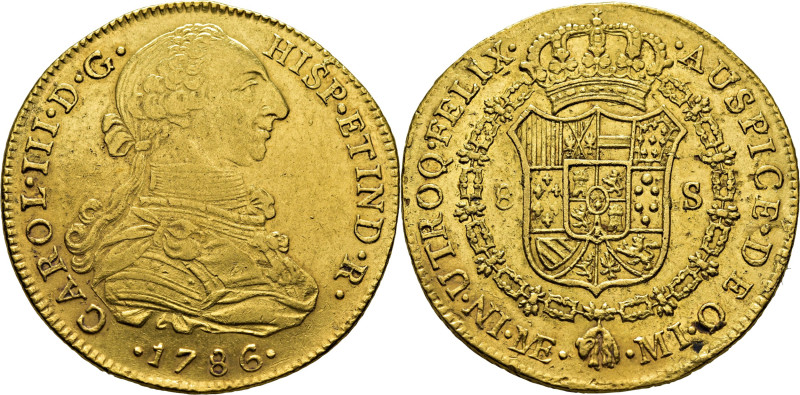 CARLOS III. Lima. 8 escudos. 1786. MI. Cy12976. 26´84 g. Diminutas cocas de meta...