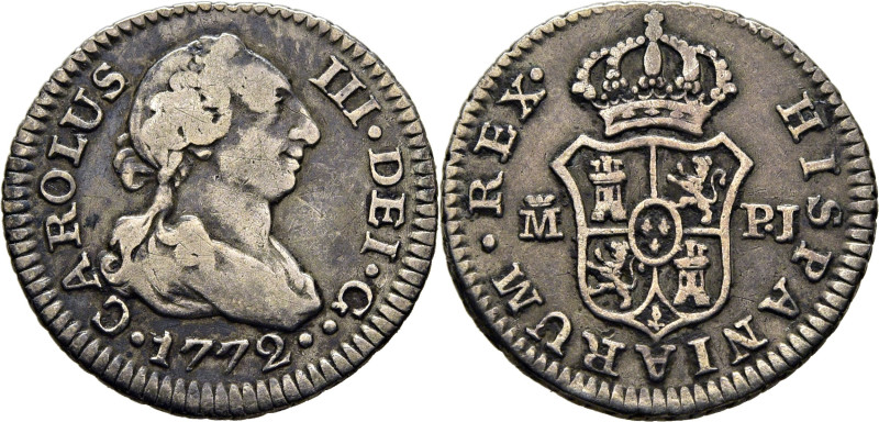 CARLOS III. Madrid. 1/2 real. 1772. PJ. Cy11106. 1´35 g. Algunas rayitas por lim...