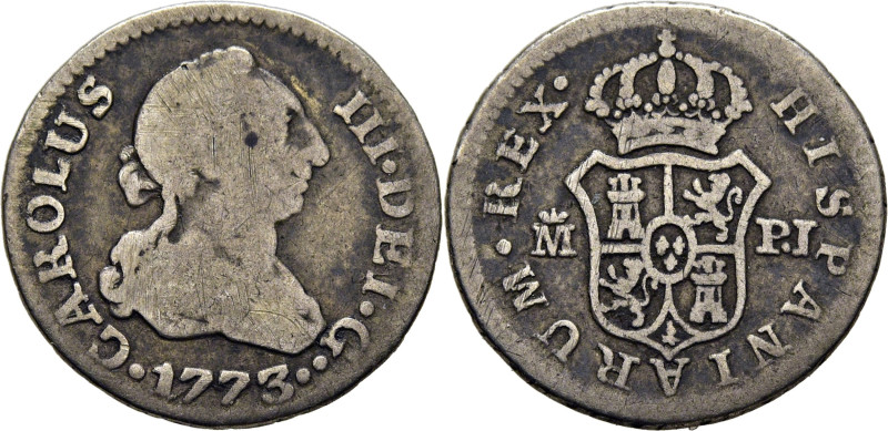 CARLOS III. Madrid. 1/2 real. 1773. PJ. Cy11116. 1´34 g. Finas rayitas de limpie...