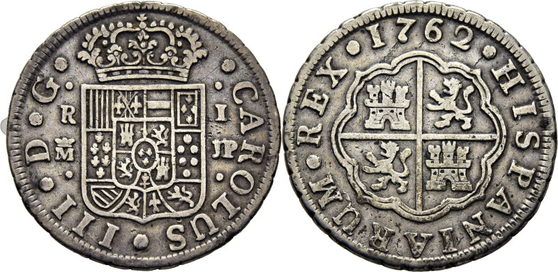 CARLOS III. Madrid. 1 real. 1762. JP. Cy11255. 2´92 g. Alguna marquita y diminut...