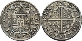 Madrid. 2 reales. 1760. JP. Tono. Atractivo