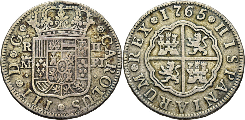 CARLOS III. Madrid. 2 reales. 1765. PJ. Cy11483. 5´54 g. Rayitas. Decoloraciones...