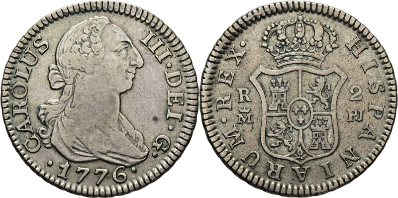 CARLOS III. Madrid. 2 reales. 1776. PJ. Cy11567. 5´94 g. Limpiada con cierta int...
