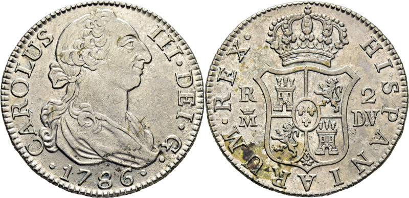 CARLOS III. Madrid. 2 reales. 1786. DV. Cy11655. 5´86 g. Ligera oxidación superf...