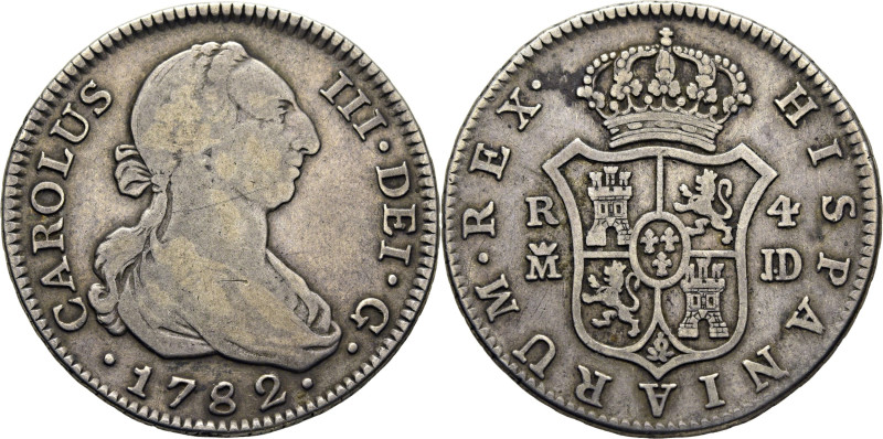 CARLOS III. Madrid. 4 reales. 1782. JD. Cy11833. 13´23 g. MBC-. Atractivo tono. ...