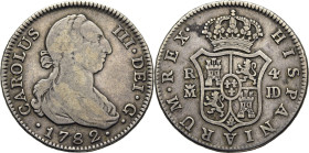 Madrid. 4 reales. 1782. JD. Atractivo tono. Muy rara