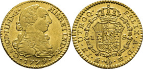 Madrid. 1 escudo. 1779 sobre 6. PJ. EBC-/casi EBC+. Muy buen ejemplar. Muy escasa