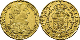 Madrid. 1 escudo. 1787 sobre 6. DV. EBC+/SC-. Estupendo. Muy rara