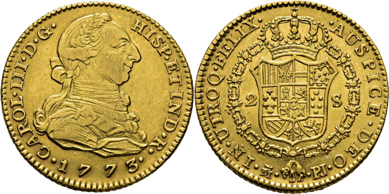 CARLOS III. Madrid. 2 escudos. 1773. PJ. Cy12436. 6´70 g. Suaves y finas rayitas...