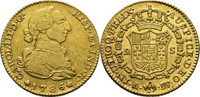 Madrid. 2 escudos. 1786 sobre 4. DV. Tono