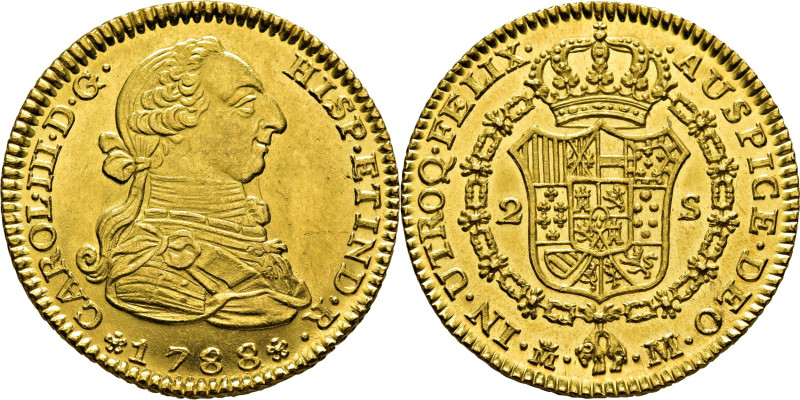 CARLOS III. Madrid. 2 escudos. 1788. M sobre DV. Cy12561. 6´77 g. Mínima rayita ...