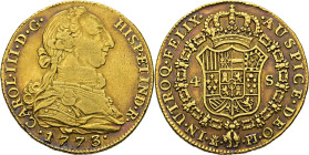 Madrid. 4 escudos. 1773. PJ. Rara