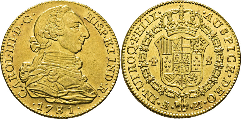 CARLOS III. Madrid. 4 escudos. 1781. PJ. Cy12674. 13´52 g. Anverso con metal lig...