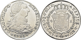 Madrid. 4 escudos. 1786. DV. Falsa de época en platino. Atractiva