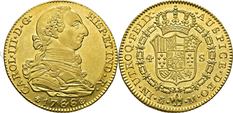 CARLOS III. Madrid. 4 escudos. 1788. M. Cy12724. 13´23 g. Suaves finas rayitas. ...