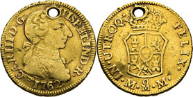 Méjico. 1 escudo. 1762. MM. Tono. Muy rara