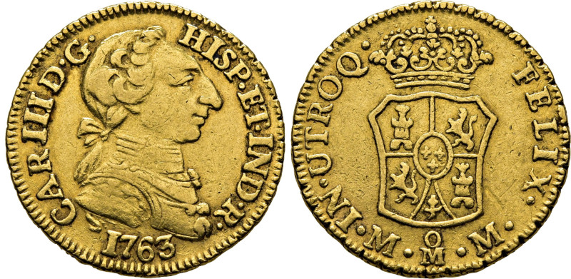 CARLOS III. Méjico. 1 escudo. 1763. MM. Cy12219. 3´36 g. Marquitas. Alguna rayit...