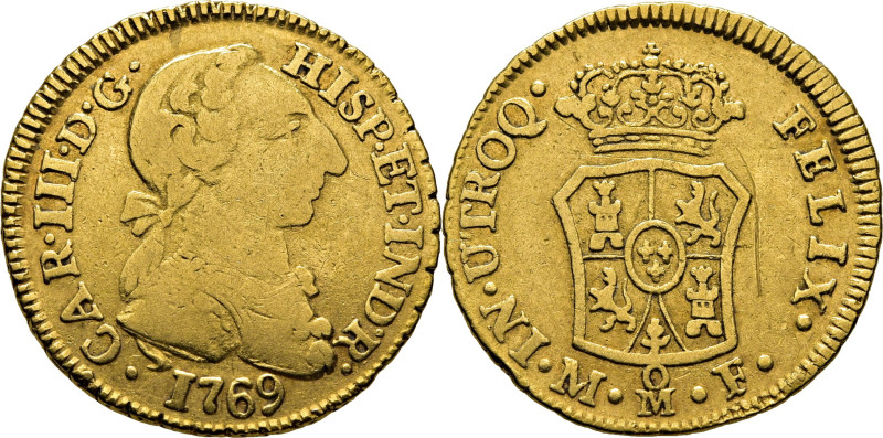 CARLOS III. Méjico. 1 escudo. 1769. MF. Cy12239. 3´32 g. Suaves y finas rayitas....