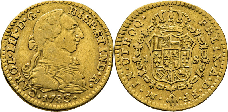 CARLOS III. Méjico. 1 escudo. 1783. FF. Ceca y ensayador invertidos. Cy12328. 3´...