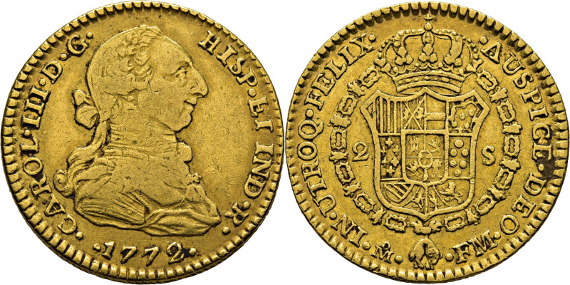 CARLOS III. Méjico. 2 escudos. 1772. FM. Cy12432. 6´71 g. Algunas marquitas y ra...