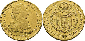 Méjico. 2 escudos. 1775. EBC-/casi EBC+. Atractivo. Muy rara