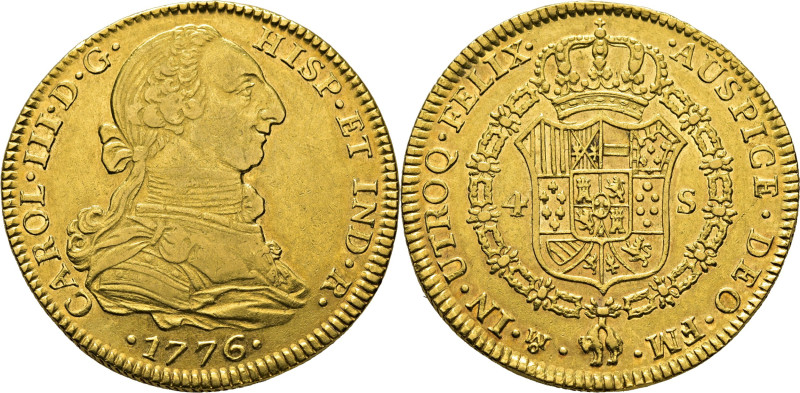 CARLOS III. Méjico. 4 escudos. 1776. FM. Ceca y ensayador invertidos. Cy12635. 1...