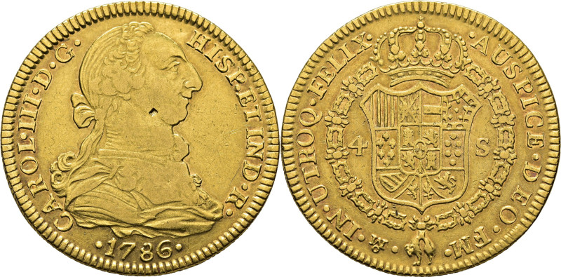 CARLOS III. Méjico. 4 escudos. 1786. FM. Ceca y ensayador invertidos. Cy12708. 1...