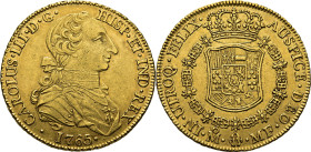 Méjico. 8 escudos. 1765. MF. EBC-/EBC. Atractivo. Rara