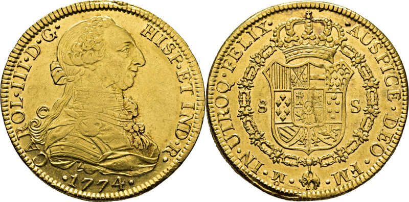 CARLOS III. Méjico. 8 escudos. 1774. FM. Ceca y ensayador invertidos. Cy12855. 2...