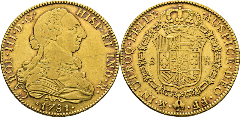 CARLOS III. Méjico. 8 escudos. 1781. FF. Ceca y ensayador invertidos. Cy12929. 2...